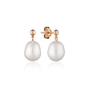 Cercei argint placati cu aur roz cu perle naturale albe DiAmanti MS24494GE_W-G (Argint 925‰ 0,5 g.)